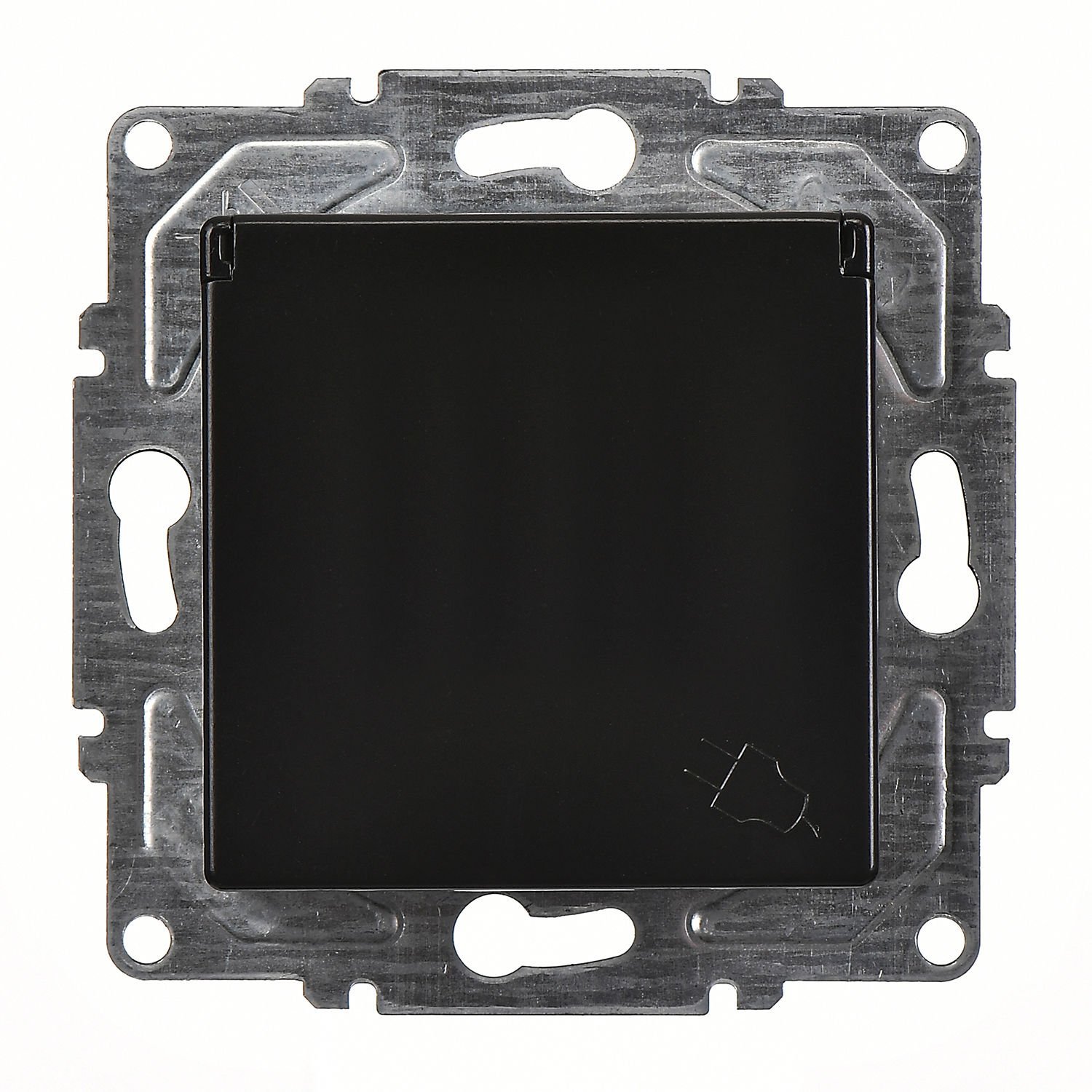 Günsan Eqona Metalik Siyah Kapaklı Topraklı Priz- 16A 250V - Vidalı - Görsel 2