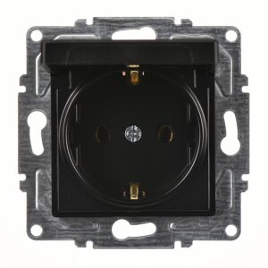 Günsan Eqona Metalik Siyah Kapaklı Topraklı Priz- 16A 250V - Vidalı