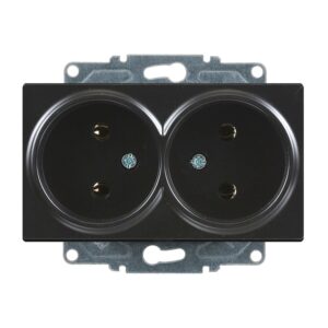 Günsan Eqona Metalik Siyah İkili Priz- 16A 250V - Vidalı