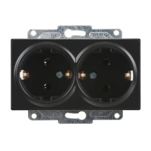 Günsan Eqona Metalik Siyah İkili Topraklı Priz- 16A 250V - Vidalı