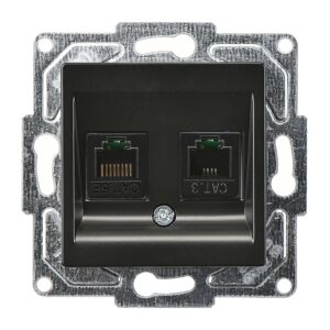 Günsan Eqona Metalik Siyah Vidalı Data & Nümeris Telefon Prizi (RJ45 Cat5E + Cat3)