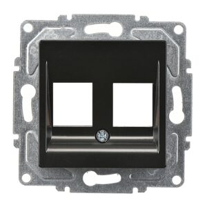 Günsan Eqona Metalik Siyah Vidalı İkili Data Priz - Jaksız