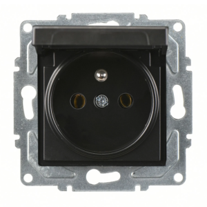 Günsan Eqona Metalik Siyah Kapaklı UPS Priz - Klipsli