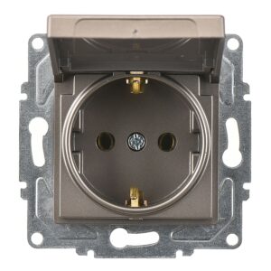 Günsan Eqona Mocha Kapaklı Topraklı Priz- 16A 250V - Klipsli