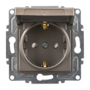 Günsan Eqona Mocha Çocuk Korumalı Kapaklı Topraklı Priz- 16A 250V - Vidalı