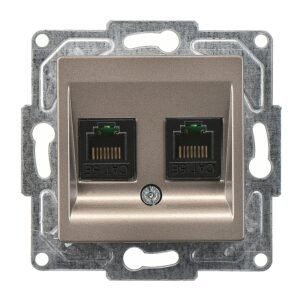 Günsan Eqona Mocha Vidalı İkili Data Prizi (2 x RJ45 Cat5E)