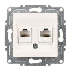 Günsan Eqona Fildişi Beyazı Vidalı İkili Data Prizi (2 x RJ45 Cat6)