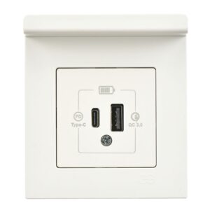 Günsan Eqona Pratik Telefon Tutucu 2 Çıkışlı USB Şarj Prizi 20W Type A + Type C Fildişi Beyazı Sıvaaltı