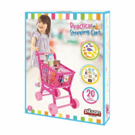 Pembe Market Arabası Meyve ve Sebze Seti Eğitici Çocuk  Oyuncağı