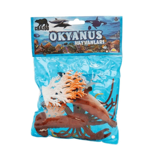 Çocuk 0709 Okyanus Hayvanları Poşetli Hayvan Oyun Seti Orta Boy