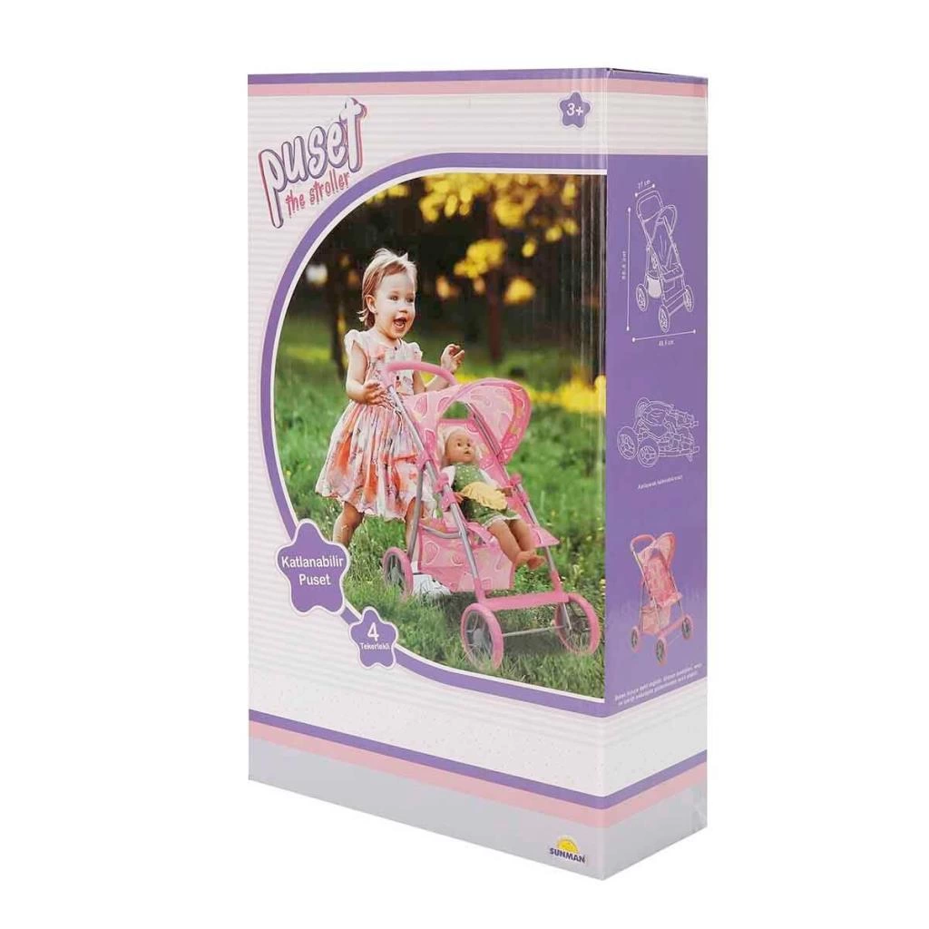 Çocuk 09324 Çilek Desenli 4 Tekerlekli Puset -Sunman - Görsel 2