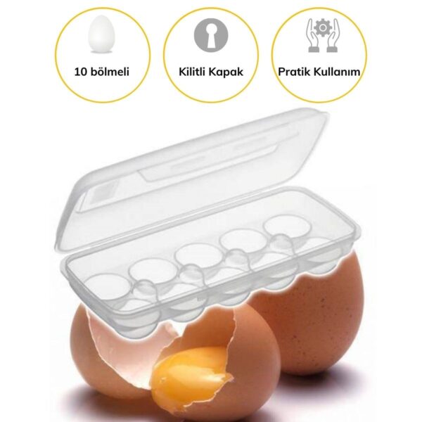 10 Bölmeli Kilitli Kapaklı Yumurtalık Saklama Kutusu YU110 (K0) - Görsel 3