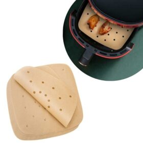 100 Adet Air Fryer Pişirme Kağıdı Tek Kullanımlık Hava Fritöz Yapışmaz Yağlı Kağıt Delikli  Model (K0)