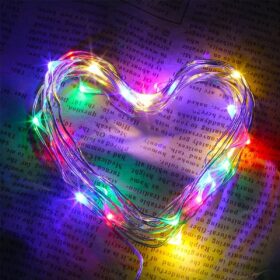 100 Ledli 10 Metre Pilli Renkli v Sarı Peri Led Dekoratif Aydınlatma (8 Fonksiyonlu) (K0)