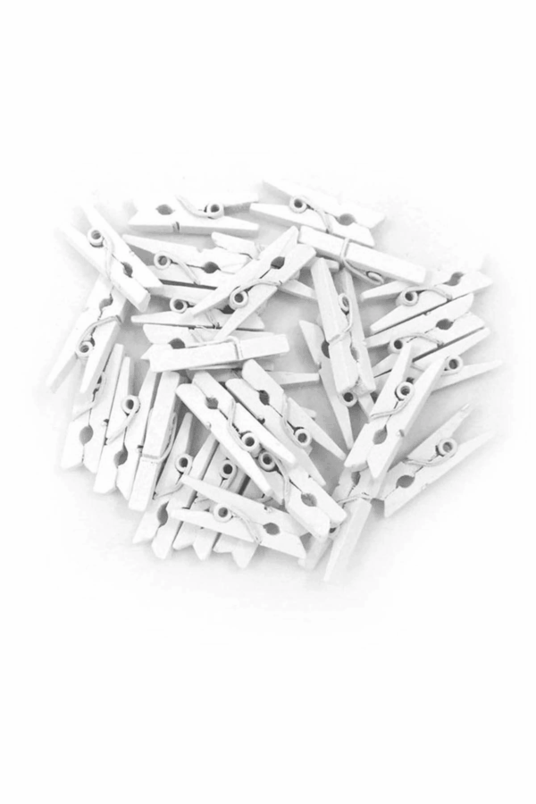 100'lü Beyaz Ahşap Mandal 2.5cm (10'lu Paket-1000 Adet)