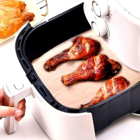 100 LÜ Deliksiz Düz Kare Air Fryer Pişirme Kağıdı Tek Kullanımlık Hava -Yağ Geçirmez Yapışmaz Kağıt (K0)