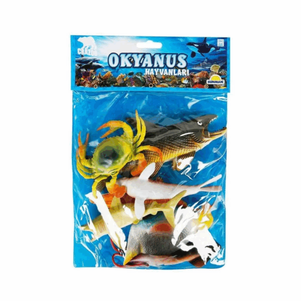 Çocuk 1000713 Okyanus Hayvanları Poşetli 7'li Hayvan Oyun Seti -Sunman - Görsel 2