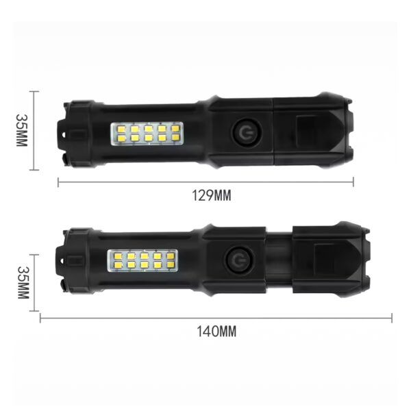 109-B ZOOMLU FLASH ÖZELLİKLİ SMD VE POWER LEDLİ ŞARJLI PLASTİK KASA EL FENERİ (POWERBANK ÖZELLİKLİ) (K0) - Görsel 2