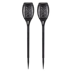 12 LEDLİ IP44 ALEVLİ SOLAR BAHÇE AYDINLATMA KUTULU 2Lİ PAKET (K0)