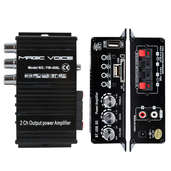 12 VOLT 100 WATT MOTOSİKLET BLUETOOTH AMFİ USB/SD 2 KANAL PAZARCI - ANFİ (154X80X42MM) (K0) - Görsel 2