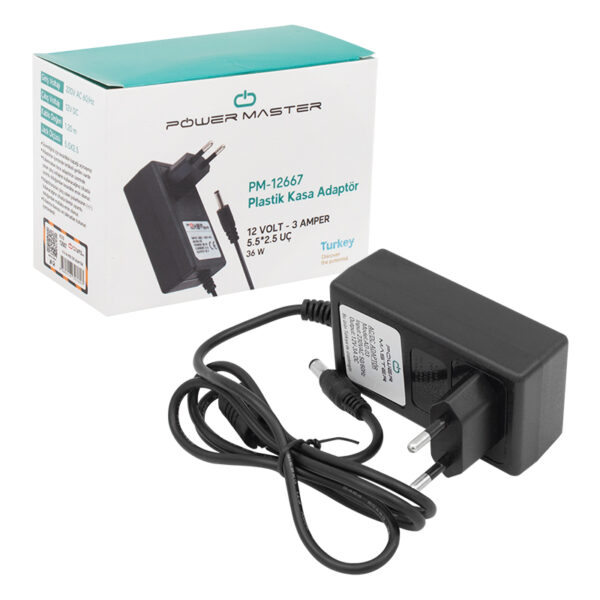 12 VOLT - 3 AMPER PLASTİK KASA PRİZ TİPİ ADAPTÖR 5.5*2.5 UÇ (K0) - Görsel 3