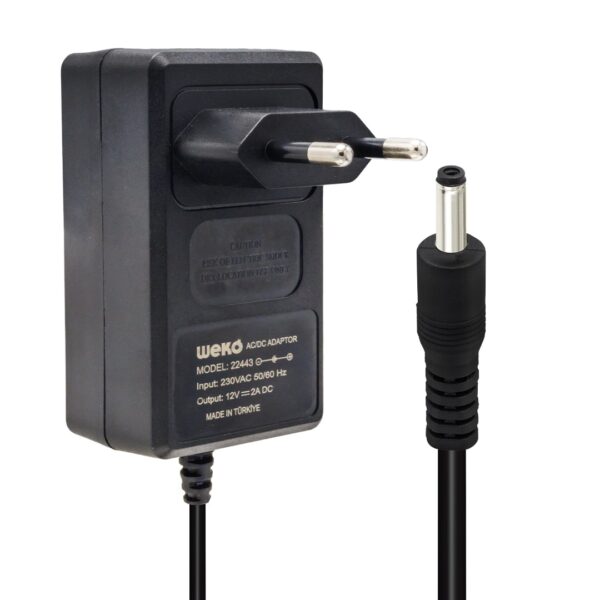 12 VOLT - 2 AMPER 2.5*0.7 UÇLU YERLİ ÜRETİM PLASTİK KASA PRİZ TİPİ ADAPTÖR (K0) - Görsel 2