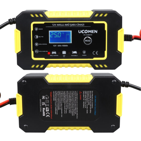 12V 6A SARI LED GÖSTERGELİ AKÜ ŞARJ CİHAZI UC-C120501A (K0) - Görsel 2