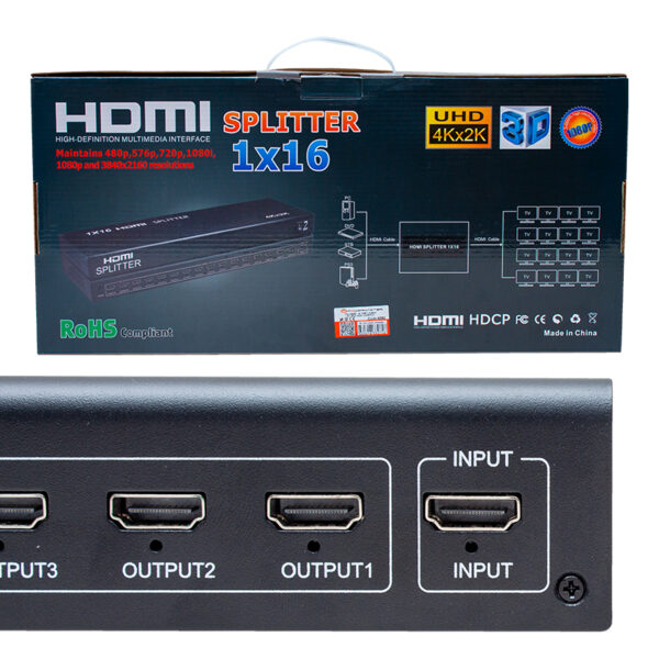 16 PORT 1080P 4KX2K 3D 16 PORT HDMI SPLITTER DAĞITICI (K0) - Görsel 3