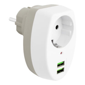 2 USBLİ TEKLİ TERMAL AKIM KORUMALI PRİZ (10A-2500W) (81) (K0)