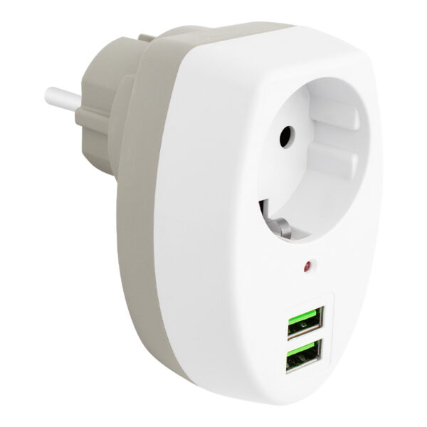 2 USBLİ TEKLİ TERMAL AKIM KORUMALI PRİZ (10A-2500W) (81) (K0)