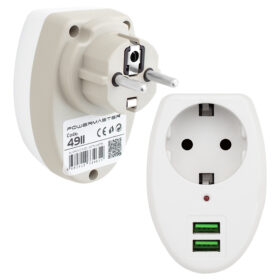 2 USBLİ TEKLİ TERMAL AKIM KORUMALI PRİZ (10A-2500W) (81) (K0)