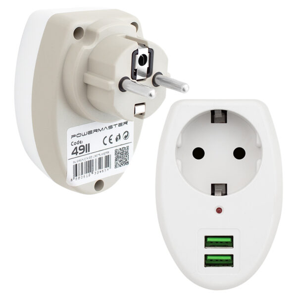 2 USBLİ TEKLİ TERMAL AKIM KORUMALI PRİZ (10A-2500W) (81) (K0) - Görsel 2
