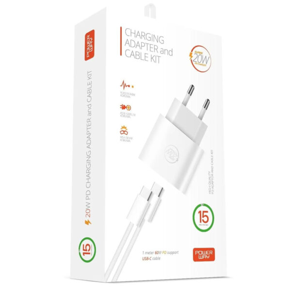 20 WATT TYPE-C ŞARJ BAŞLIK ADAPTÖRÜ + KABLO SETİ (APPLE 15 PRO-PROMAX UYUMLU) (K0) - Görsel 2