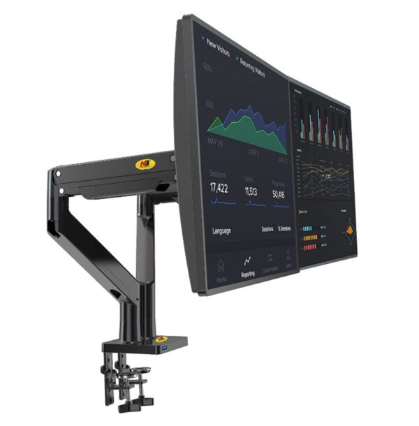 22-32 AMORTİSÖRLÜ STAND ÇİFT KOL LCD / LED MONİTÖR TUTUCU STAND ASKI APARATI (K0)