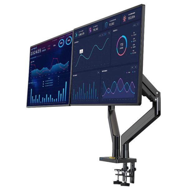22-32 AMORTİSÖRLÜ STAND ÇİFT KOL LCD / LED MONİTÖR TUTUCU STAND ASKI APARATI (K0) - Görsel 2