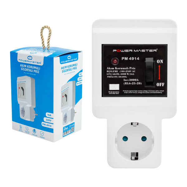 220 VOLT 16 AMPER TEKLİ AKIM KORUMALI SİGORTALI PRİZ (K0) - Görsel 3