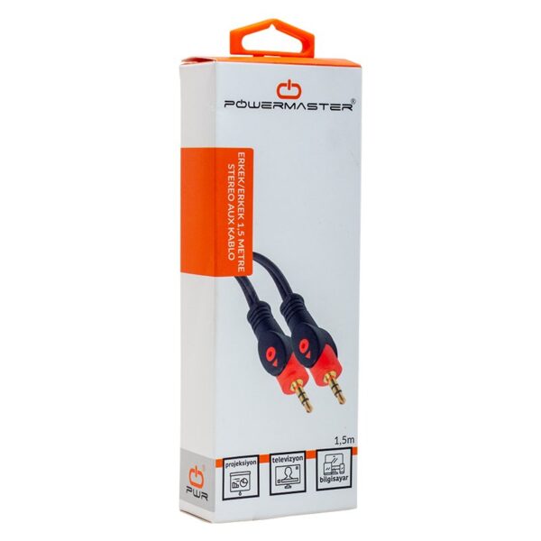 3.5 MM ERKEK/ERKEK 1.5 METRE STEREO AUX KABLO KUTULU (K0) - Görsel 3