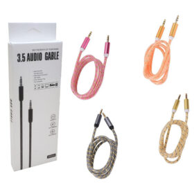 3.5 MM ERKEK/ERKEK RENKLİ STEREO AUX ÖRGÜLÜ KABLO 1 METRE KUTULU (K0)