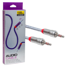 3.5 MM STEREO ERKEK/ERKEK METAL BAŞLIK ÖRGÜLÜ AUX STEREO KABLO 1.5 METRE (K0)