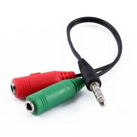 3.5 MM STEREO ERKEK KULAKLIK 3 ÇİZGİLİ + 2 X STEREO DİŞİ MİKROFON HOPARLÖR ÇOKLAYICI KABLO (K0)