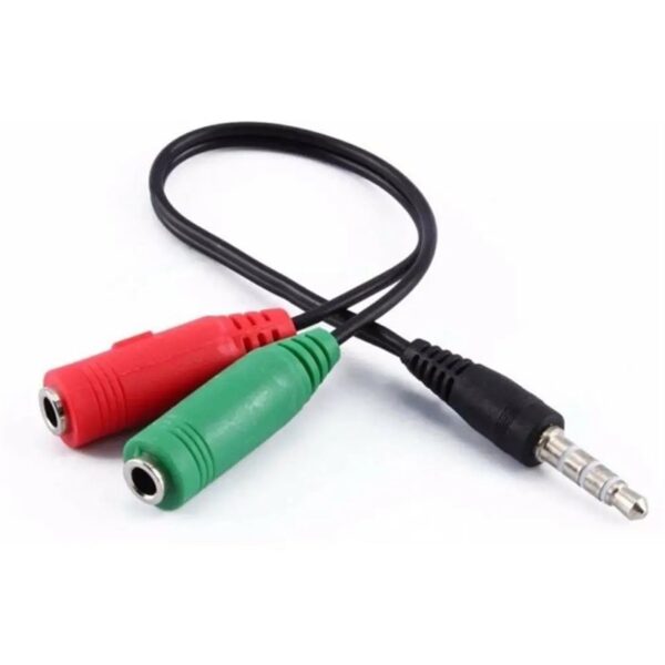 3.5 MM STEREO ERKEK KULAKLIK 3 ÇİZGİLİ + 2 X STEREO DİŞİ MİKROFON HOPARLÖR ÇOKLAYICI KABLO (K0) - Görsel 2