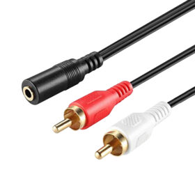 3.5 MM STEREO DİŞİ / 2 RCA ERKEK 1.5 METRE GOLD KABLO ELEKTROMER (K0)