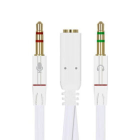 3.5MM STEREO DİŞİ X 2 STEREO ERKEK KULAKLIK MİKROFON HOPARLÖR AYIRICI 20 CM KABLO (K0)