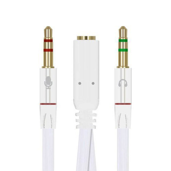3.5MM STEREO DİŞİ X 2 STEREO ERKEK KULAKLIK MİKROFON HOPARLÖR AYIRICI 20 CM KABLO (K0)