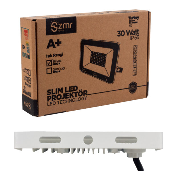 30 WATT - 220 VOLT 6500K IP65 150* IŞIK AÇISI BEYAZ SLİM KASA LED PROJEKTÖR (K0) - Görsel 3