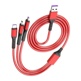 3IN1 KIRMIZI 1.2 METRE (MICRO USB - LIGHTNING - TYPE C) TELEFON ŞARJ KABLOSU (K0)