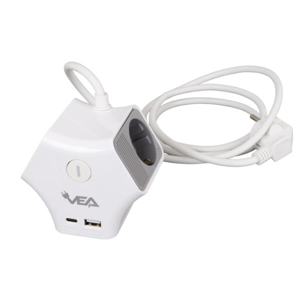 3LÜ USB+ TYPE-C GİRİŞLİ ANAHTARLI 1.5 METRE GRUP PRİZ VE-G903YC (K0) - Görsel 3