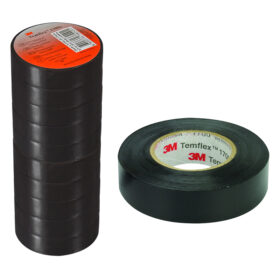 3M TEMFLEX 1300E PVC İZOLE BANT SİYAH 10LUK PAKET 0.13MM X 19MM X 0.13MM (K0)