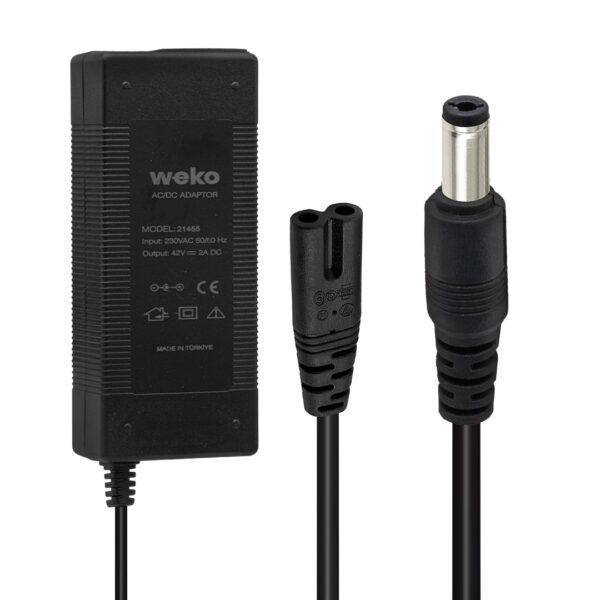 42 VOLT - 2 AMPER - 84 WATT BİSİKLET ŞARJ CİHAZI  LI-ION LİTYUM PİLLER İÇİN 5.5*2.5 UÇ YERLİ ÜRETİM (K0)