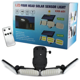 6 VOLT -3 WATT SOLAR PANELLİ 4 BAŞLI HAREKET SENSÖRLÜ 200 SMD LEDLİ LAMBA (K0)